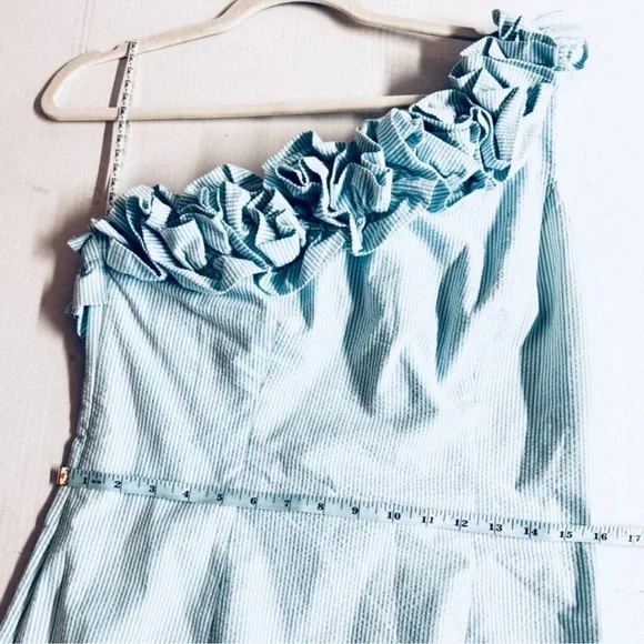 Lilly Pulitzer Vivienne One-Shoulder Light Blue Floral Appliqué Dress - Picture 8 of 10